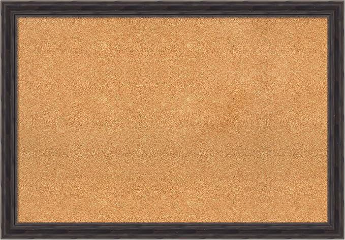 Amanti Art Natural Cork Board for Wall, 27x39 Vision Board with Brown Wood Frame, Large Corkboard Office Decor for Home Organization, Rustic Farmhouse Corkboard Pinboard to display items for home