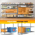 REIBII 2560LBS Storage Shelves 55.5"W Metal Shelving Unit 4 Tier Wire Shelving Commercial Adjustable Garage Shelving Heavy Duty for Storage Rack for Pantry, Garage, Kitchen, 55.5"W x 18"D x 55.5"H