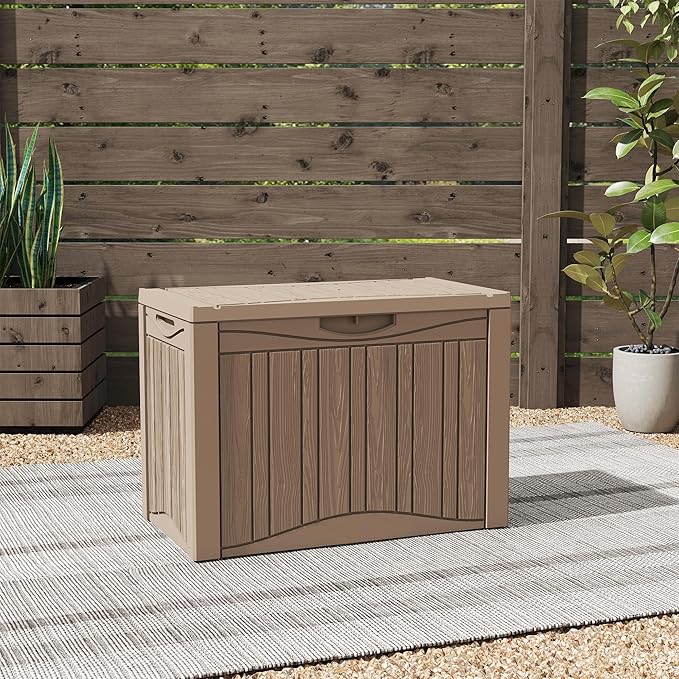 PATIOEASY 45GAL Deck Box -Grey,Lockable Patio Outdoor Storage Box for Furniture,Waterproof,Outdoor Cushions
