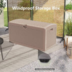 Yardgrace 80 Gallon Pro Resin Deck Box, Waterproof Outdoor Storage Bin for Patio, Poolside, and Garden, Lockable & UV-Resistant,Brown