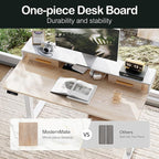 ModernMate Standing Desk with 4 Drawers, 47.2 x 23.6 Inch Whole Piece Height Adjustable Electric Sit Stand Desk, Computer Home Office Workstation with Open Storage Shelf, Light Walnut