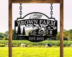 Custom Farmhouse Metal Sign | Personalized Last Name & Established Date Farm Scene Wall Art | Metal Farm Wall Art & Garden Decor | Unique Farmer Gift, Housewarming, or Ranch Decoration