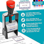 MaxMark Heavy Duty Self Inking Date Stamp with Phrase Approved - Blue Ink