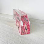Artblox Office Desk Name Plate Personalized | Custom Name Plates for Desks | Pink Daises Design On Clear Acrylic Glass | Office Desk Decor - (8" x 2.5")