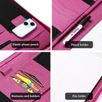 ProCase Portfolio Business Padfolio Folder with Zipper, Conference Meeting Executive File Legal Document Organizer with Pockets Letter Size A4 Writing Pad Notepad Padfolio -Magenta