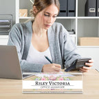 Personalized Name Plate for Desk, Custom Desk Name Plate, Acrylic Name Plate Office Desk Accessories, Personalized Office Gifts for Coworkers Teachers, Employee Appreciation Gifts (A-Victoria)