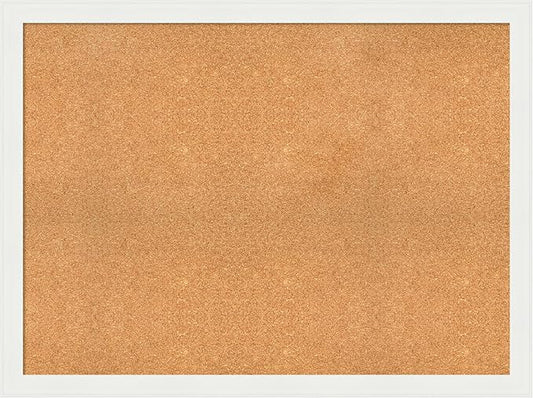 Amanti Art Natural Cork Board for Wall, 35x47 Vision Board with White Frame, Oversize Corkboard Office Decor for Home Organization, Casual Corkboard Pinboard to Display Items for Home Organization in