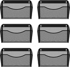 EasyPAG 6 Single Pocket Wall File Organizer, Mesh Hanging File Folder Organizer for Letter/A4 Size Folders, Wall Mounted Vertical Mail Holder for Paperwork, Office, Home, School, Black