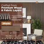 Avana Acoustic Wood Wall Panels – 47.2 X 12.6 Inch Smoke Walnut Acoustic Panels 2 PCs – Modern Wall Panels For Interior Wall Decor For Homes, Offices, Studios – Sturdy And Durable Wood Panels For Wall
