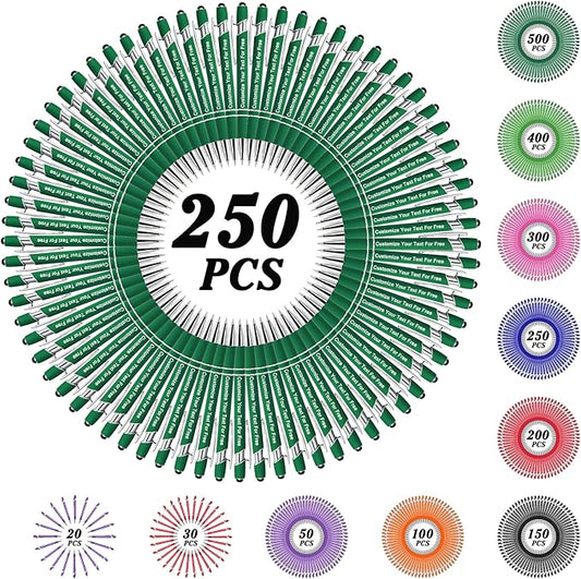 Max 500 Pcs Personalized Pens Bulk, Custom Pens with Free Engraving, Customized Stylus Tip Ballpoint Pen with Your Name Massage Text for School Office Business Graduation Anniversaries-250 Packs