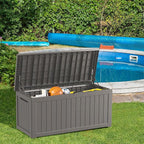 PATIOEASY Outdoor Storage Box 270GAL Waterproof Resin Deck Box,UV-Resistant Lockable Delivery Bin for Garden Tools,Large Patio Outside Cushions,Pool Accessories Supplies,Chest,Furniture,Package,Grey