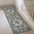 GENIMO 2'6"x8 Runner Rugs for Hallway, Machine Washable Non Slip Vintage Rugs, Low Pile Lightweight Soft Print Rug for enrtyway, Corridor, Home Office, Kitchen, Charcoal Gray