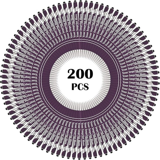 Up to 500 Pcs Custom Pens Bulk | Rainbow of Colors | Soft-Touch Metal Black Ink Personalized with Name or Message (Purple, 200 pcs)