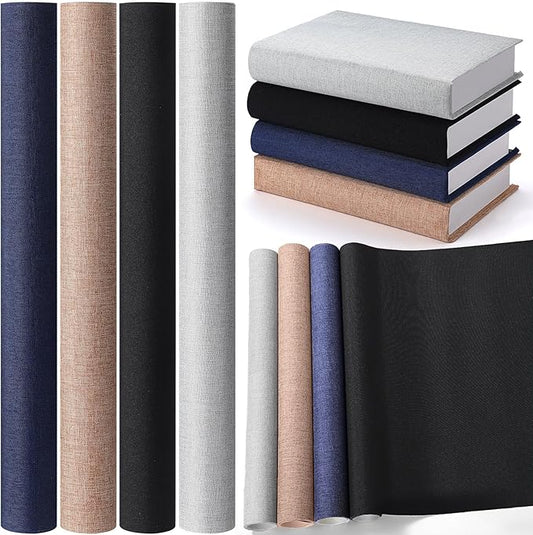 4 Pcs Book Cloth Bookcover Fabric Surface with Paper Backed Binding Cloth Fabric Book Cover for Scrapbooking Album DIY Craft Supplies Home, 4 Colors(Classic Color,40 x 16 Inches)