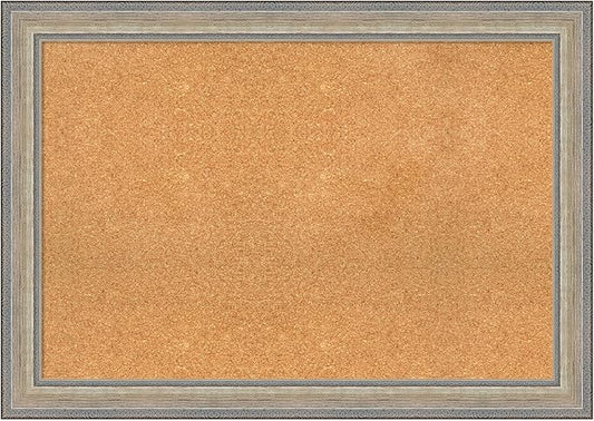 Amanti Art Natural Cork Board for Wall, 29x41 Vision Board with Silver Wood Frame, Large Corkboard Office Decor for Home Organization, Traditional Corkboard Pinboard to display items for home