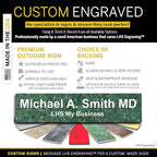 Engraved Name Plates for Door Sign Personalized Green Marble Plastic Plaque with White Letters - Made in USA 2x10 S4