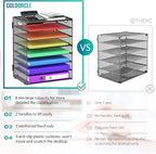 GoldOrcle 8 Tier Paper Letter Tray Organizer with Handles, Mesh Desk File Holder Storage Organization for Office School Desktop
