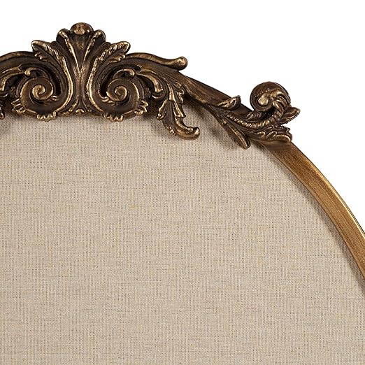Kate and Laurel Arendahl Decorative Oval Pinboard, 18 x 24, Gold, Framed Round Ornate Vintage Cork Board for Use as Motivational Vision Board or Wall Organizer