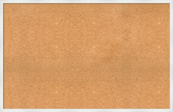 Amanti Art Natural Cork Board for Wall, 29x45 Vision Board with White Frame, Oversize Corkboard Office Decor for Home Organization, Country Rustic Corkboard Pinboard to Display Items for Home