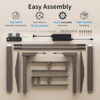 BIZUM Dual Motor Electric Standing Desk Frame with Memory Controller, Computer Memory Desk Adjustable Table Legs Up to 47.2" for Home and Office, Metallic Silver