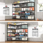 REIBII 72.8" W Storage Shelves Load 1600LBS, 5 Tier Metal Shelving Unit Wire Shelving for Storage Rack Heavy Duty Metal Shelves for Garage Pantry Kitchen, 17.7" D x 72.8" W x 70.9" H