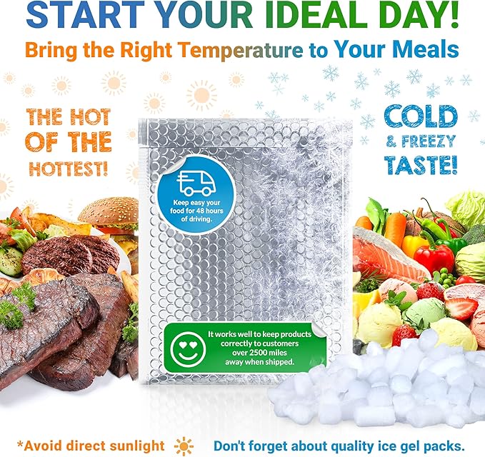Amiff Silver Thermal Bubble Mailer, 6 x 6 Inches. 100 Pack Metallic Bubble Mailers. Self-Seal Insulated Mailers for Cold Shipping. Padded Envelopes Waterproof. Thermal Bag for Food, Cosmetics