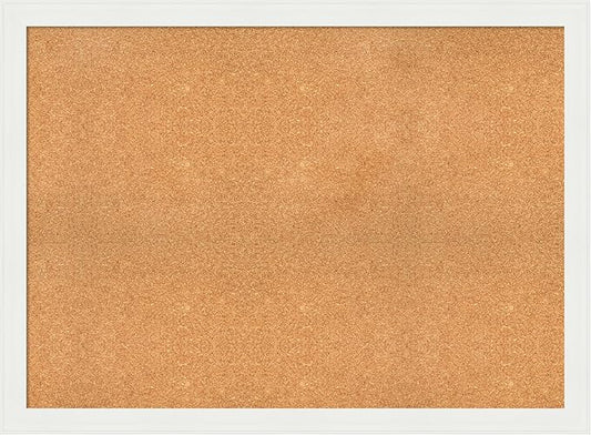 Amanti Art Natural Cork Board for Wall, 33x45 Vision Board with White Frame, Oversize Corkboard Office Decor for Home Organization, Casual Corkboard Pinboard to Display Items for Home Organization in