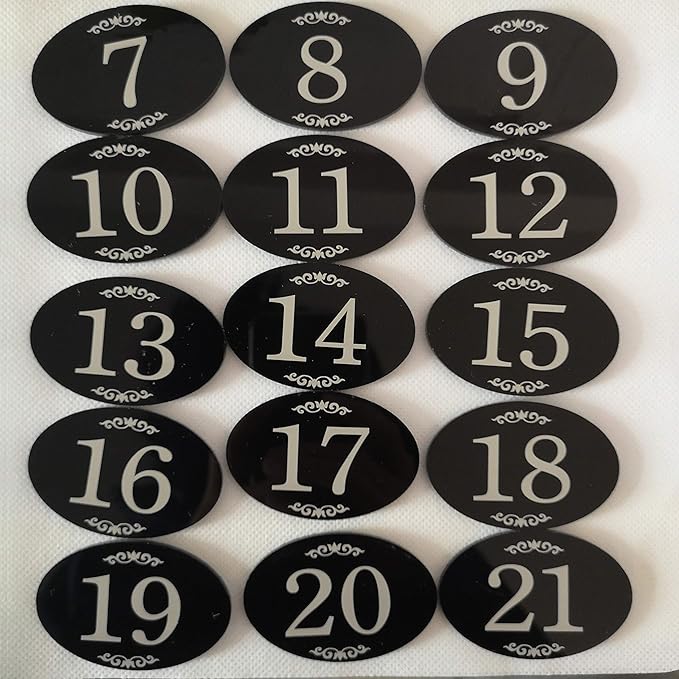 StayMax Locker Number Signs Door Sign with Self-Adhesive Tape Number Black (1-25)