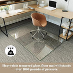 Koonmi Tempered Glass Chair Mat for Hardwood Floors & Carpets, 36" x 55“ Transparent Heavy Duty Office Floor Protector with Noise-Free Gliding Shatterproof for Home Office Desk
