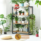 HCHQHS Bookshelf, 4-Tier Industrial Bookcase, Rustic Open Book Shelf, Freestanding Tall Bookshelves with Metal Frame