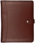 LEATHER VILLAGE Portfolio Professional Organizer– Carbon Fiber Genuine Leather Padfolio Resume Folder for A4 Letter Pad with Pen Holder, Business Card Slots & Writing Pad– Ideal for Men & Women-Brown