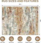 Office Chair Mat for Hardwood Tile Floor, Abstract 48"X 60" Desk Mats for Office Chair on Rolling Chairs Carpet, Desk Anti-Slip 1/5" Thick Rug for Computer Chair, Thin Low-Pile Floor Mat, Orange Sage