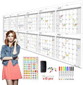 CLEVER CLEAN Large Dry Erase Wall Calendar - 36"x96" 12-month 2026 Undated Yearly Calendar for Home, Office, School Projects - Jumbo Reusable Laminated Task Organizer
