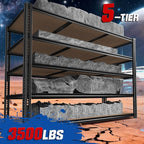 ROOMFAVE 3500LBS Garage Shelving 60" W Metal Shelving 72" H Storage Shelves Heavy Duty 5 Tier Adjustable Shelving Unit for Storage Rack Pantry Shelf Commercial,60" W x 24" D x 72" H,2PC