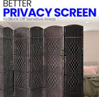 8 Panel Folding Privacy Screen 12ft Wide, 6ft Tall Partition Room Divider Portable Office Walls Dividers, Black