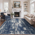 GENIMO 8x10 Area Rugs for Living Room, Machine Washable Non Slip Rugs, Low Pile Lightweight Vintage Print Rug for Bedroom, Dining Room, Home Office, Distressed Blue/Grey