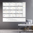 CLEVER CLEAN Large Dry Erase Wall Calendar - 48"x58" 12-month 2026 Undated Reusable Yearly Calendar for Home, Office, School Projects - Jumbo Laminated Task Organizer