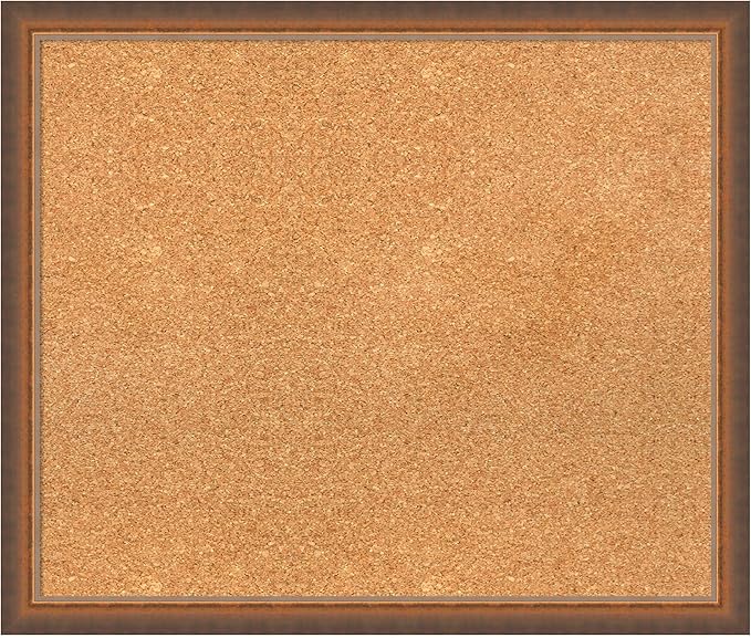 Amanti Art Natural Cork Board for Wall, 22x26 Vision Board with Bronze Frame, Medium Corkboard Office Decor for Home Organization, Modern Corkboard Pinboard to Display Items for Home Organization in