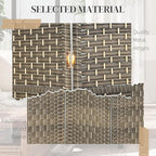 HOMCOM 3 Panel Room Divider, 6' Tall Folding Privacy Screen, Hand-Woven Freestanding Wall Partition for Home Office, Bedroom, Dark Rustic Oak