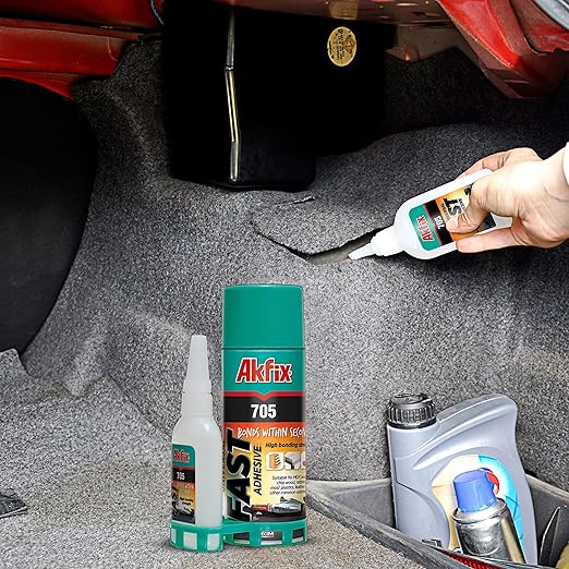 Akfix - GA055 705 Fast Adhesive CA Glue (0.7 oz.) with Activator (3.38 fl oz.) [Clear Super Glue Adhesive and Accelerator Spray]