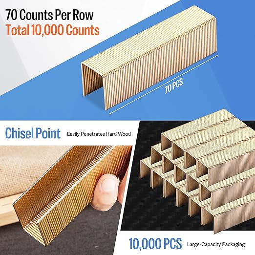 meite 16 Gauge 1-Inch Wide Crown Staples 1-1/4'' Leg, Galvanized P-Type Heavy Duty Construction Staples for Stapler Gun - Roofing Subflooring House-Wrap, Strong Holding & Tear-Resistance, 10,000 PCS