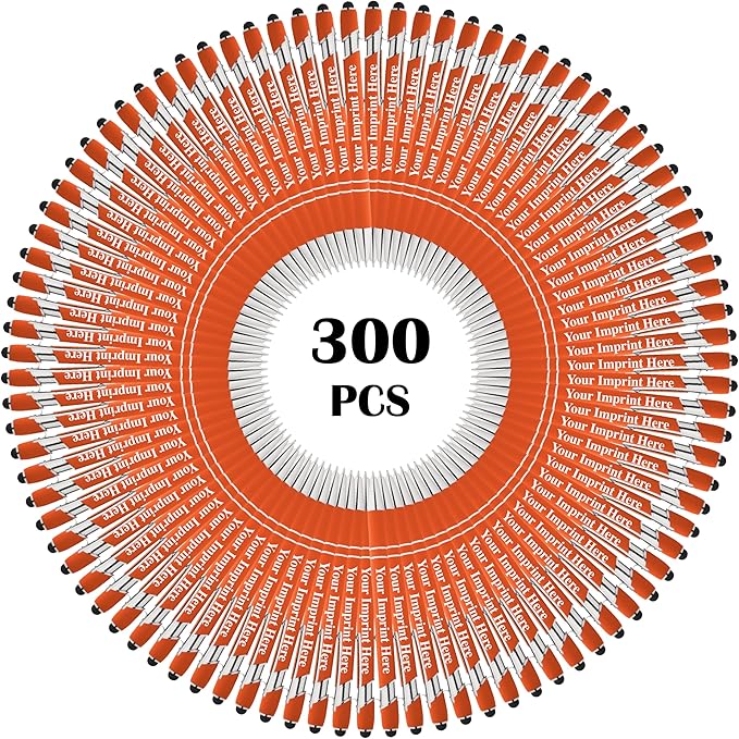 Up to 500 Pcs Custom Pens Bulk | Rainbow of Colors | Soft-Touch Metal Black Ink Personalized with Name or Message (Orange, 300 pcs)