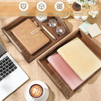 Beeveer 2 Pcs Wooden Letter Trays Wood Letter-Size Desk Organizer Heavy Duty 2 Tier Stackable Supports Paper Tray Desktop Drawer Organizer File Folder Magazine Office Accessories(Dark Wood)
