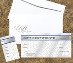 Custom Gift Certificates Cards with Envelopes 100 set - Metal Plate Image- Gift Coupons,Vouchers for Small Business