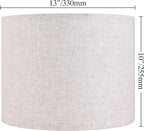 GO&SO Natural Linen Medium Drum Lamp Shades 13" Top x 13" Bottom x 10" High (Spider) Modern Beige Gray Lampshade for Table Lamps Bedside Lamps -Assembly Required - By GO&SO