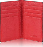 Slim Leather Credit Card Holder for Men & Women 8cc, Italian Calfskin (Pebbled Red)