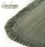 Foindtower Set of 2 Decorative Linen Fringe Throw Pillow Covers Cozy Boho Farmhouse Cushion Cover with Tassels Soft Accent Pillowcase for Couch Sofa Bed Living Room Home Decor, 24×24 Inch, Olive Green