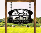 Custom Farmhouse Metal Sign | Personalized Last Name & Established Date Farm Scene Wall Art | Metal Farm Wall Art & Garden Decor | Unique Farmer Gift, Housewarming, or Ranch Decoration