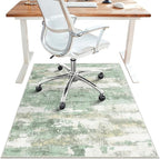 Office Chair Mat for Hardwood Tile Floor, Abstract 48"X 60" Desk Mats for Office Chair on Rolling Chairs Carpet, Desk Anti-Slip 1/5" Thick Rug for Computer Chair, Thin Low-Pile Floor Mat, Green