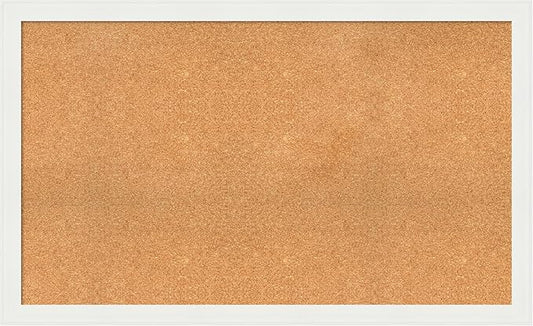 Amanti Art Natural Cork Board for Wall, 31x51 Vision Board with White Frame, Oversize Corkboard Office Decor for Home Organization, Casual Corkboard Pinboard to Display Items for Home Organization in